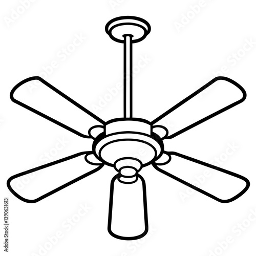 Minimal Ceiling Fan Vector Illustration on White Background