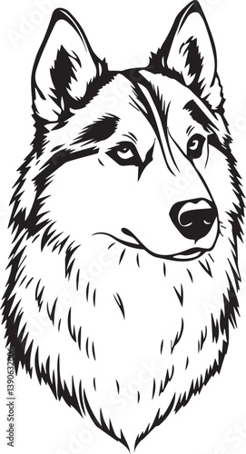 Husky dog. Hand drawn vector illustration