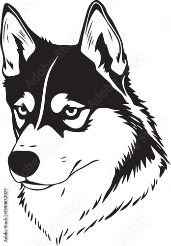 Husky dog. Hand drawn vector illustration