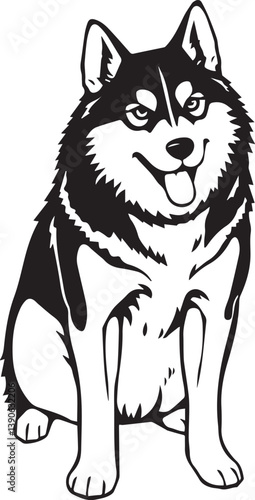 Husky dog. Hand drawn vector illustration