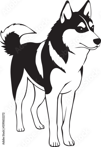 Husky dog. Hand drawn vector illustration