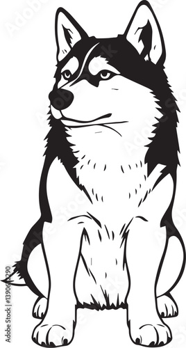 Husky dog. Hand drawn vector illustration