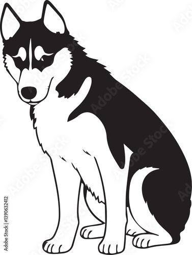 Husky dog. Hand drawn vector illustration