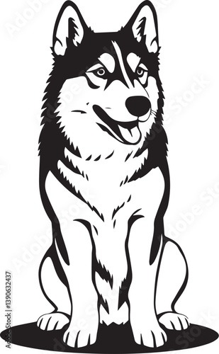Husky dog. Hand drawn vector illustration