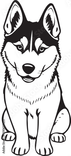Husky dog. Hand drawn vector illustration