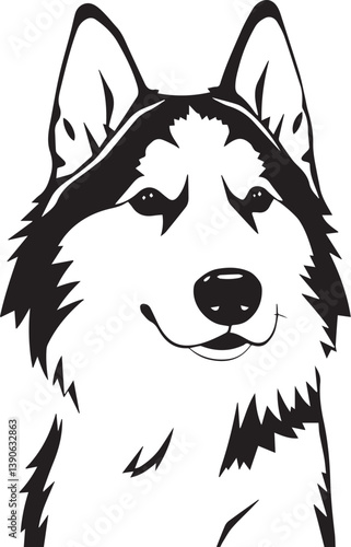 Husky dog. Hand drawn vector illustration