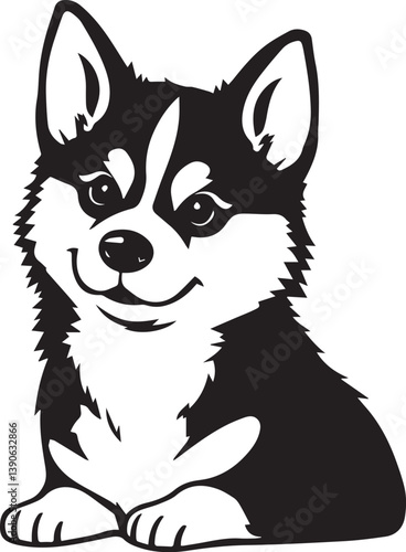 Husky dog. Hand drawn vector illustration