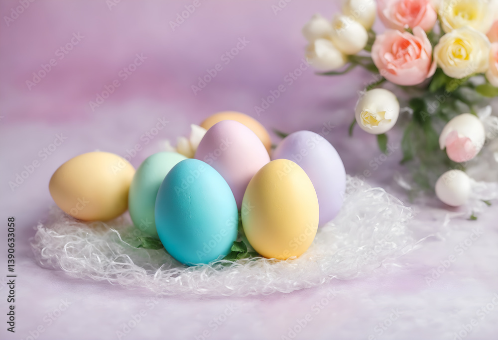 Colorful painted easter eggs