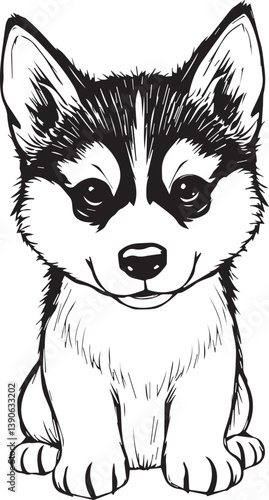 Husky dog. Hand drawn vector illustration