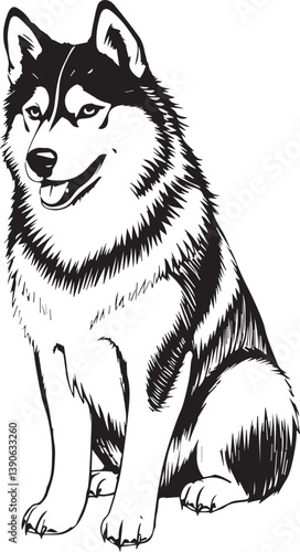 Husky dog. Hand drawn vector illustration