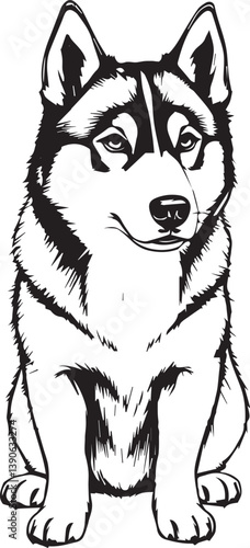 Husky dog. Hand drawn vector illustration