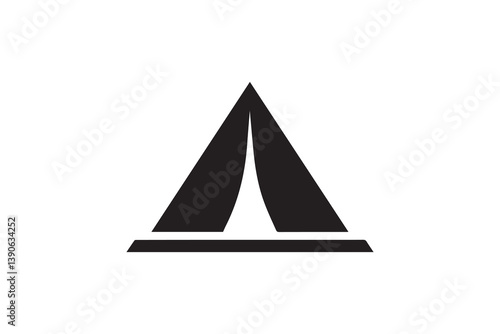 Symbol of simple Camping tend icon silhouette in a simple, minimalist vector on a white background