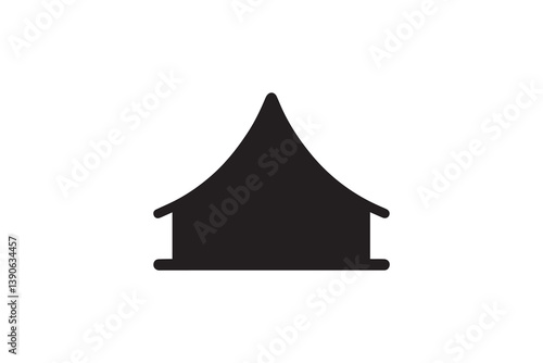 Symbol of simple Camping tend icon silhouette in a simple, minimalist vector on a white background