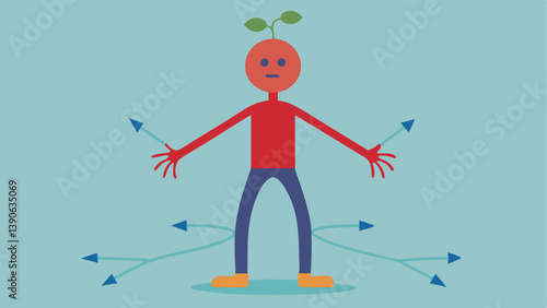 Growing Roots A character whose feet are entangled in roots labeled with past experiences showing how their current behavior is affected by deepseated issues.