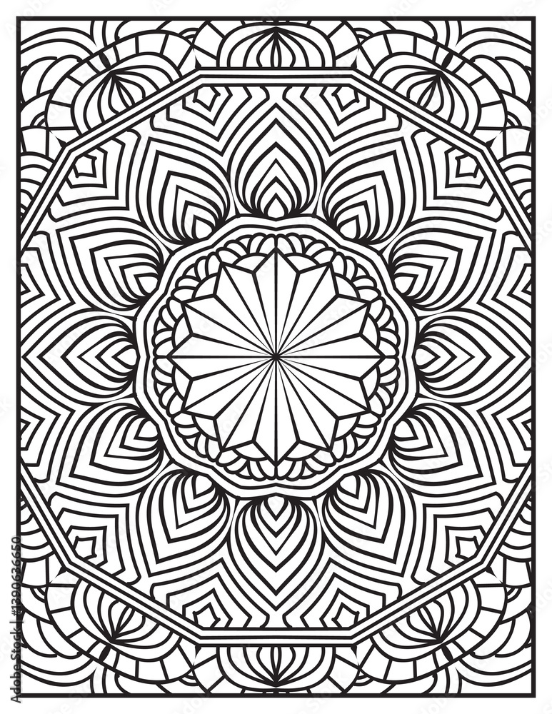 Fototapeta premium Detailed Mandala Coloring Page Illustration for adults and kids
