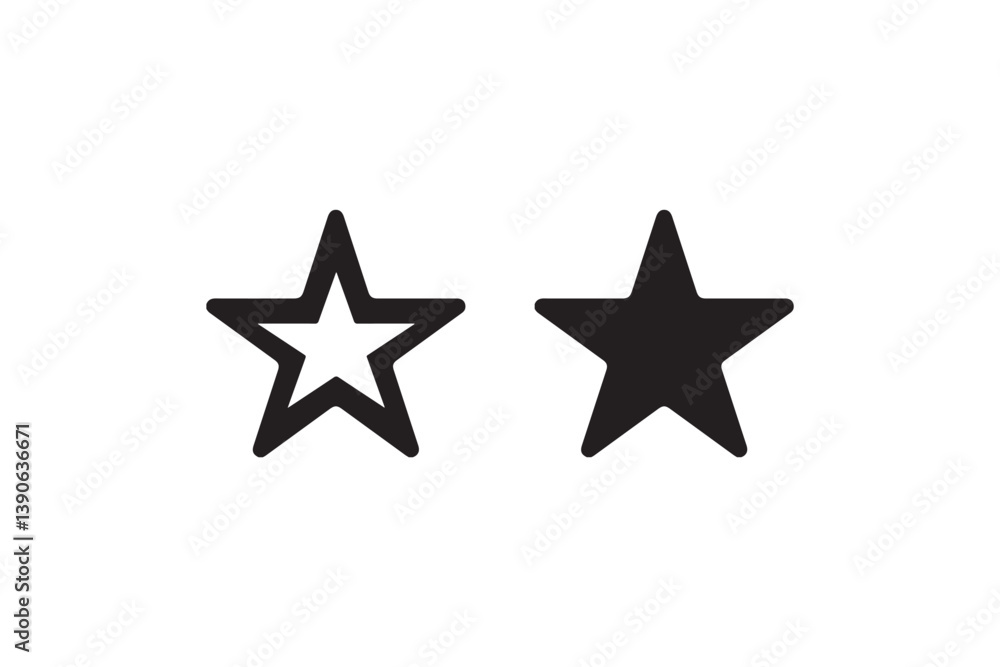 Obraz premium Outlined and filled black star icons Vector