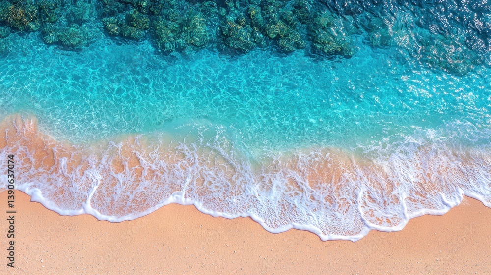Obraz premium Pristine beach waves lapping at shore