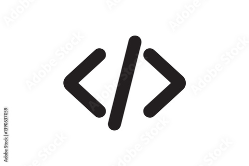 Black coding icon with angle brackets Vector