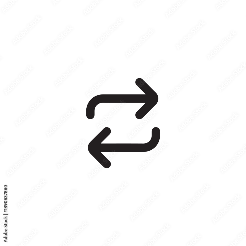 Bidirectional sync arrows icon black outline Vector Bidirectional sync arrows icon black outline Vector