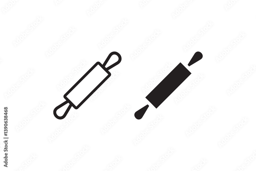 Rolling pin icon set for baking tools Vector Rolling pin icon set for baking tools Vector