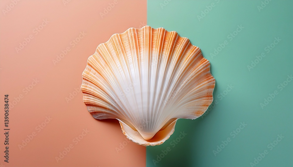 seashell on a red and teal background seashell on a red and teal background