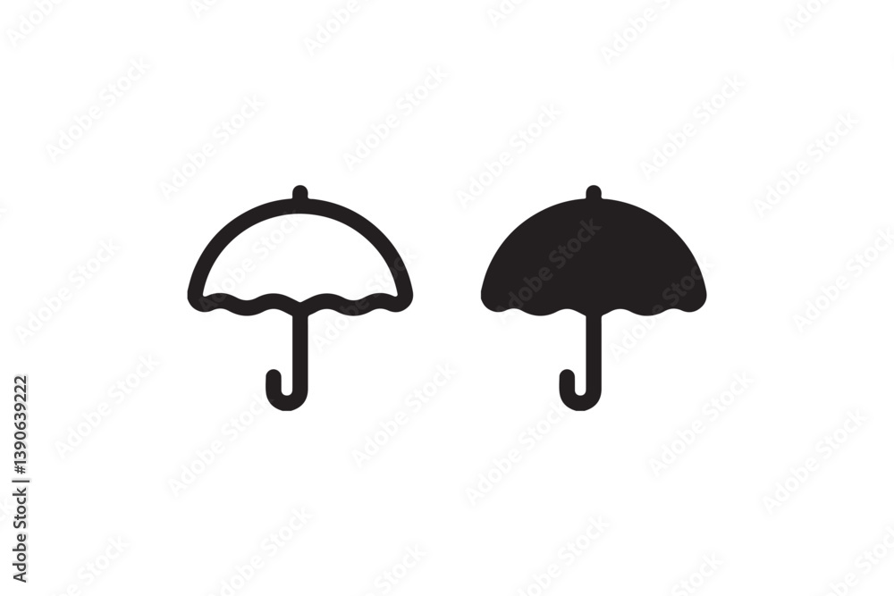 Fototapeta premium Umbrella icon set for weather and protection Vector