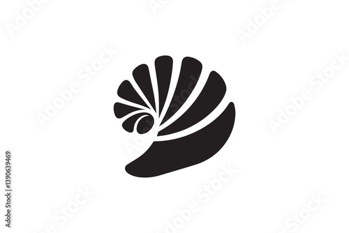 Symbol of simple Seashell Clams  icon silhouette in a simple, minimalist vector on a white background