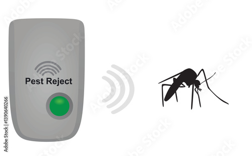 Electronic ultrasonic repeller. vector illustration