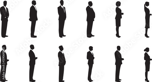 Professional Businesspeople Silhouettes in Formal Attire