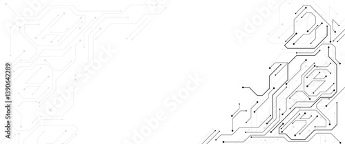 Abstract technology circuit diagram on white background. High tech circuit board connection system.