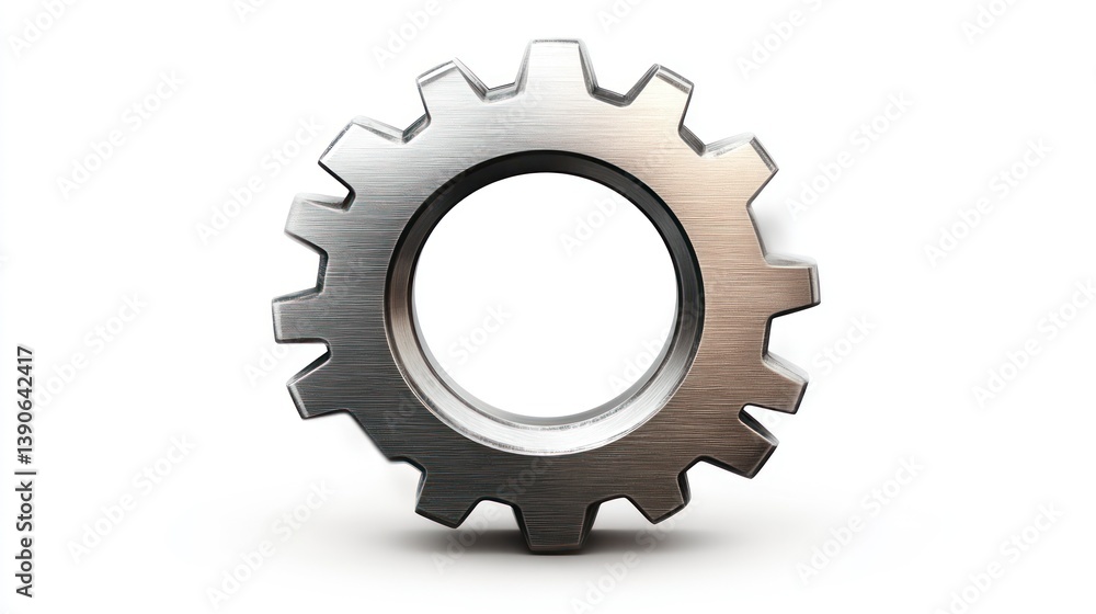 Metallic Gear Icon with High Detail and Reflective Surface for Technology Engineering and Ind Metallic Gear Icon with High Detail and Reflective Surface for Technology Engineering and Ind