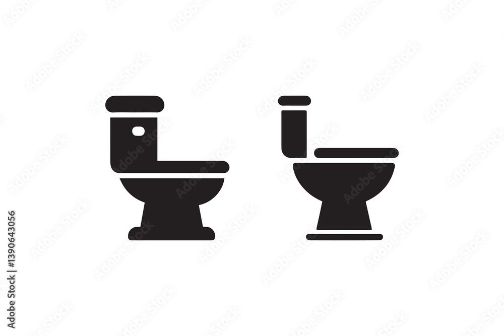 Symbol of simple Toilet icon silhouette in a simple, minimalist vector on a white background Symbol of simple Toilet icon silhouette in a simple, minimalist vector on a white background