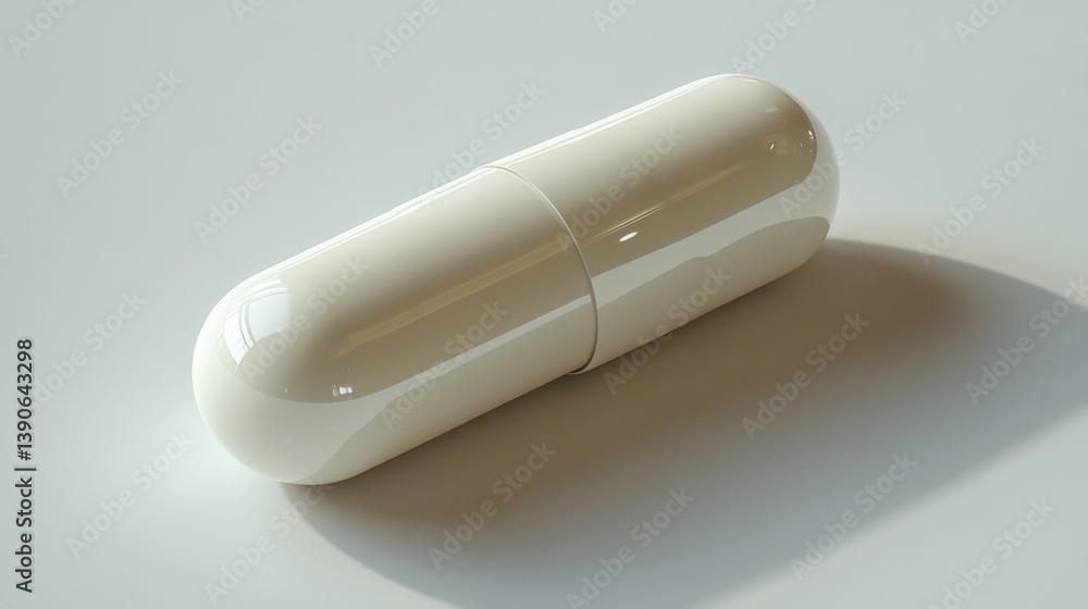 Close-Up of a Large White Capsule Pill on Neutral Background Close-Up of a Large White Capsule Pill on Neutral Background