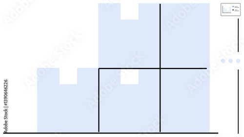 Stacked bar chart segmented by vertical and horizontal lines, simple grid structure. Ideal for data presentation, analytics, business growth, progress tracking, comparison, modern design, flat simple