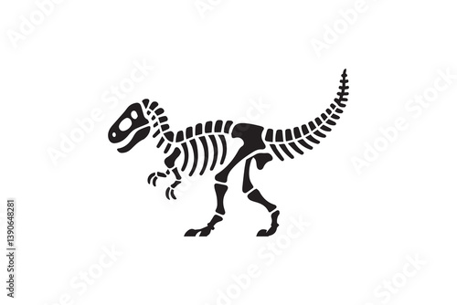 Symbol of simple dinosaur skeletal icon silhouette in a simple, minimalist vector on a white background