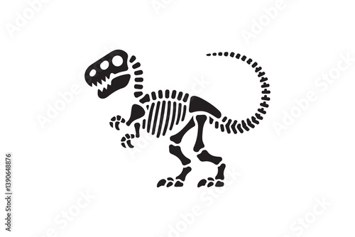 Symbol of simple dinosaur skeletal icon silhouette in a simple, minimalist vector on a white background
