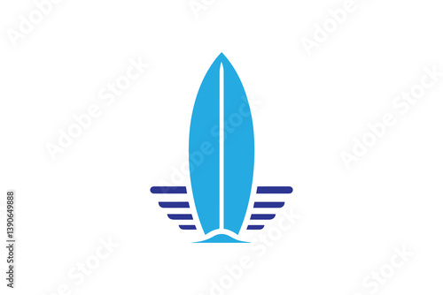 Symbol of simple surfboard icon silhouette in a simple, minimalist vector on a white background