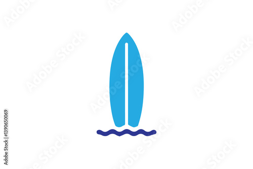 Symbol of simple surfboard icon silhouette in a simple, minimalist vector on a white background