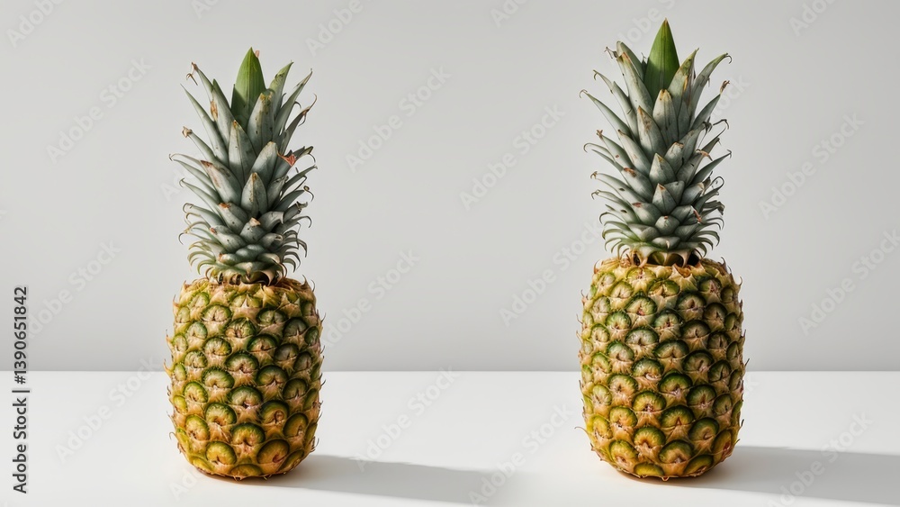 Fototapeta premium 2 pineapples lie on a light background