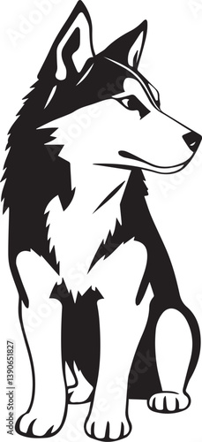 Husky dog. Hand drawn vector illustration