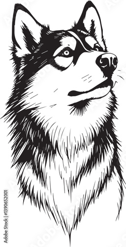 Husky dog. Hand drawn vector illustration