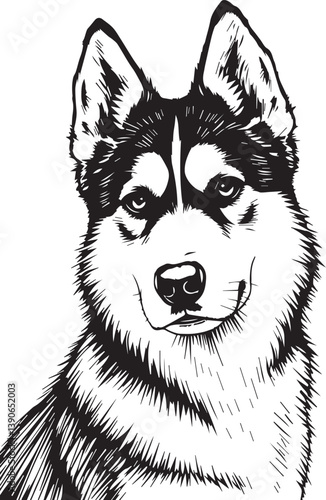 Husky dog. Hand drawn vector illustration