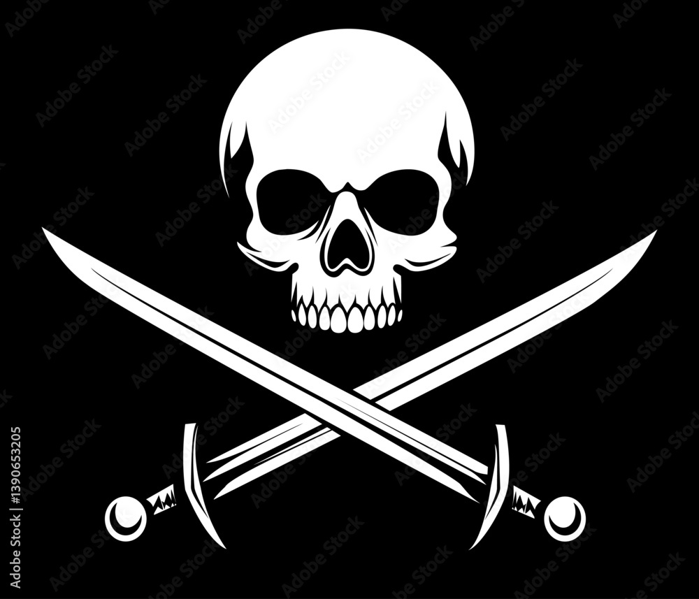 Jolly roger skull and crossed sabres pirate sign. Generative AI