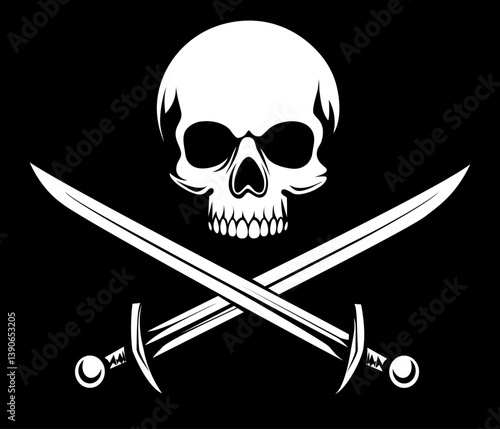 Obraz na płótnie Jolly roger skull and crossed sabres pirate sign. Generative AI w salonie