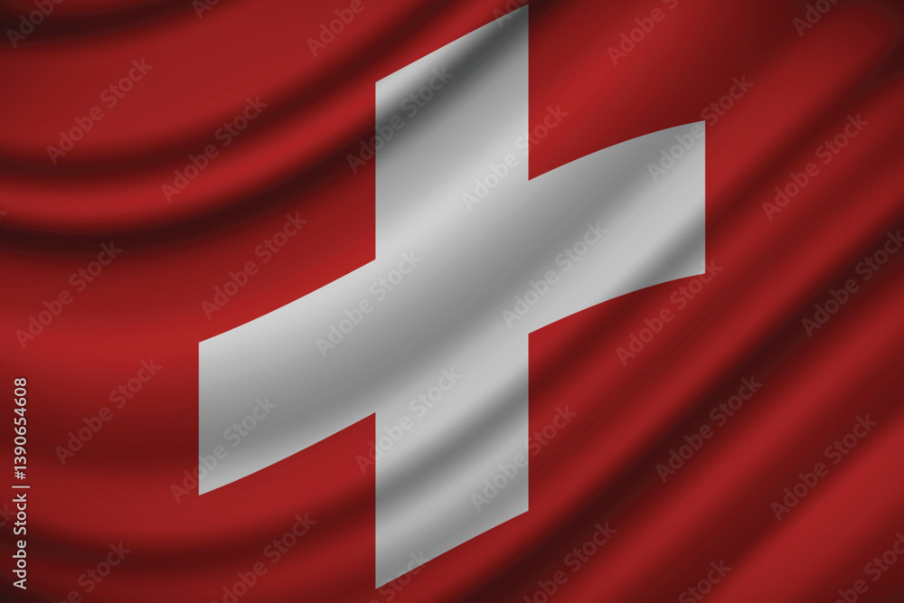 Vector flag of Switzerland. Switzerland waving flag background. Vector flag of Switzerland. Switzerland waving flag background.