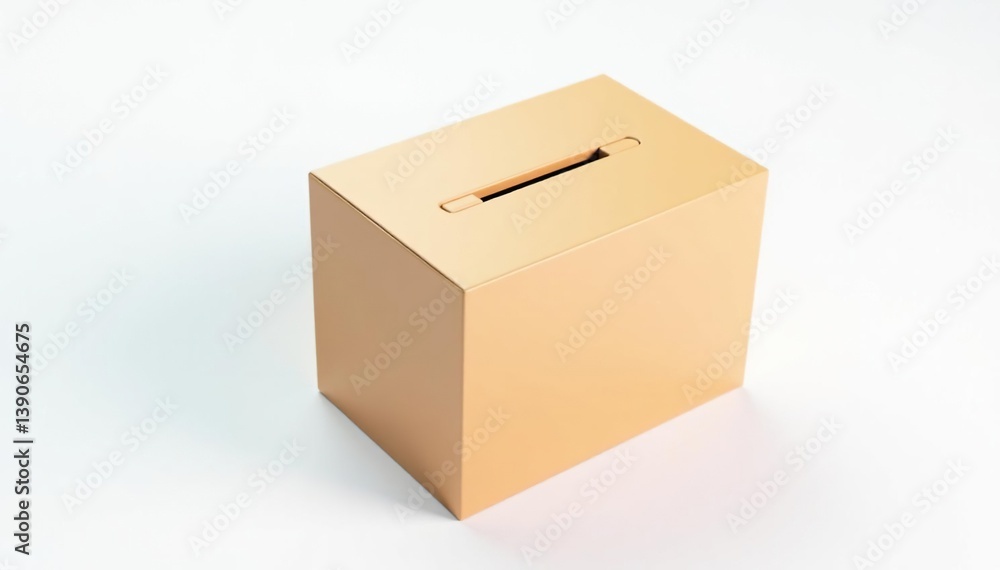 Obraz premium Single ballot box, isolated on white background, wooden box, participation, government