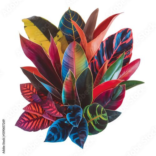 Isolated Vibrant Tropical Leaves