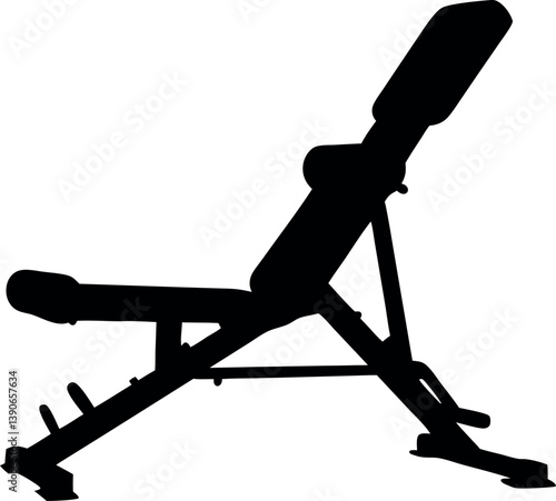 Black Silhouette Of A Weight Bench On White Background For Fitness And Weightlifting Enthusiasts,Illustrative Design Element For Graphic Design