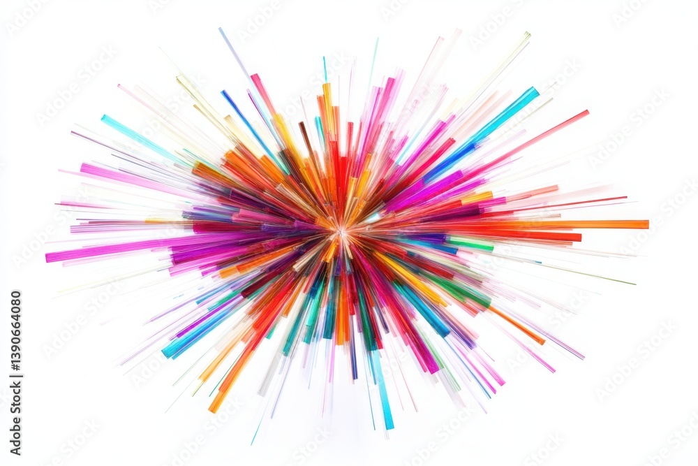 Burst of light radiating with colorful rays isolated on a white background Burst of light radiating with colorful rays isolated on a white background