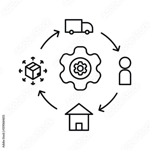 Supply chain icon with clean, professional design. Perfect for logistics, distribution, and business operations. High-quality vector, fully scalable and easy to customize for any use.